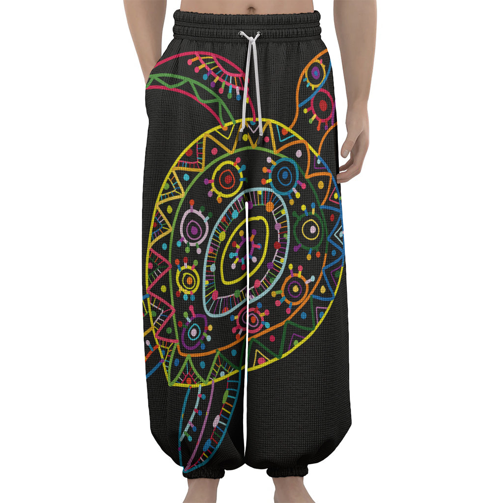 Colorful Sea Turtle Print Lantern Pants