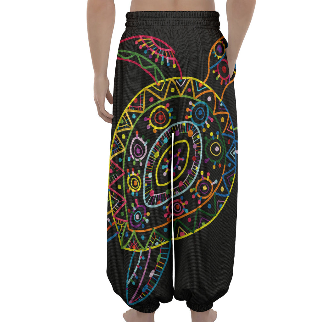 Colorful Sea Turtle Print Lantern Pants