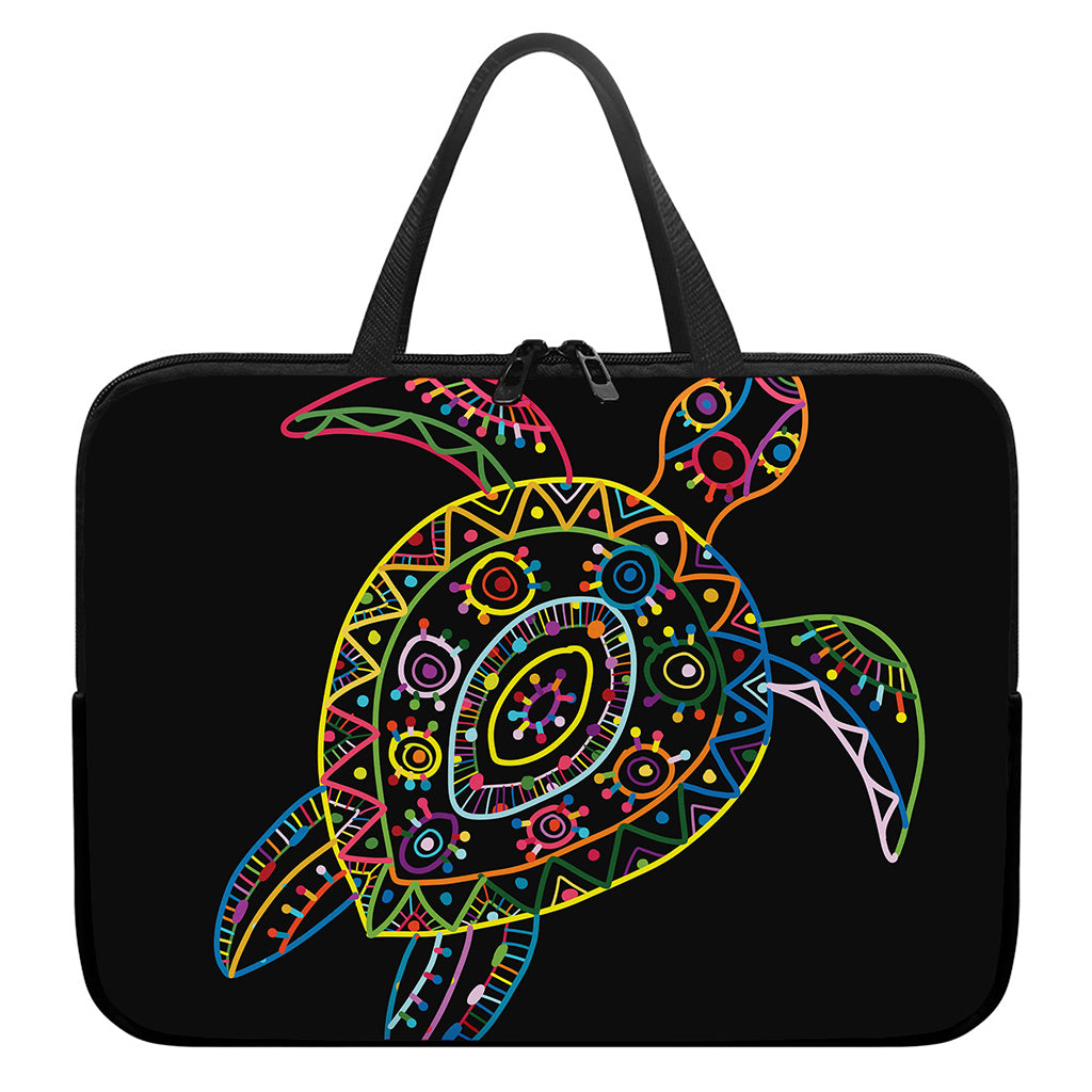 Colorful Sea Turtle Print Laptop Sleeve With Handle