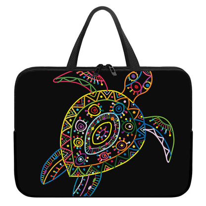 Colorful Sea Turtle Print Laptop Sleeve With Handle