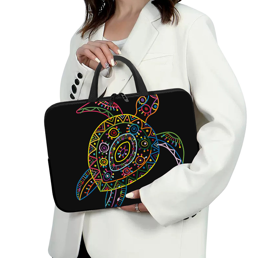 Colorful Sea Turtle Print Laptop Sleeve With Handle