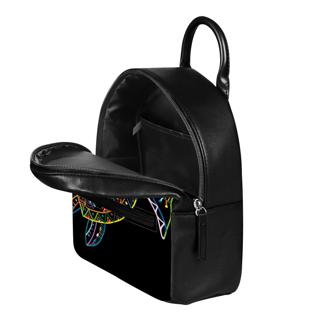 Colorful Sea Turtle Print Leather Backpack