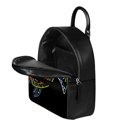 Colorful Sea Turtle Print Leather Backpack