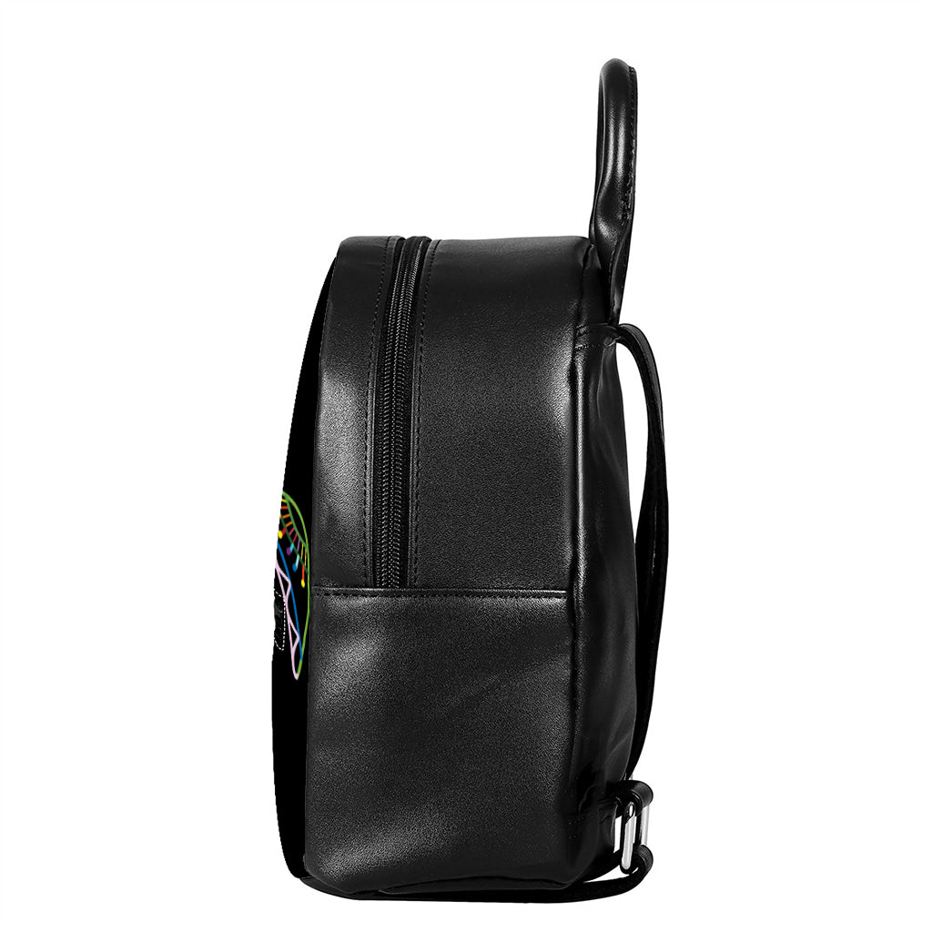 Colorful Sea Turtle Print Leather Backpack