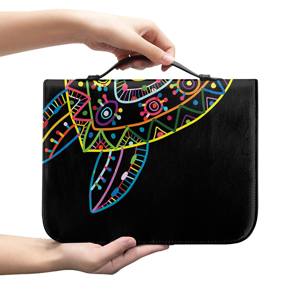Colorful Sea Turtle Print Leather Bible Cover