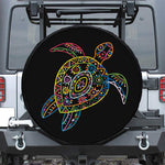 Colorful Sea Turtle Print Leather Spare Tire Cover