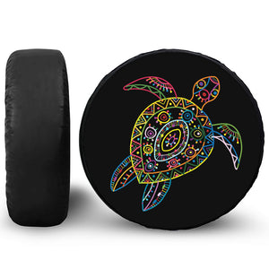 Colorful Sea Turtle Print Leather Spare Tire Cover