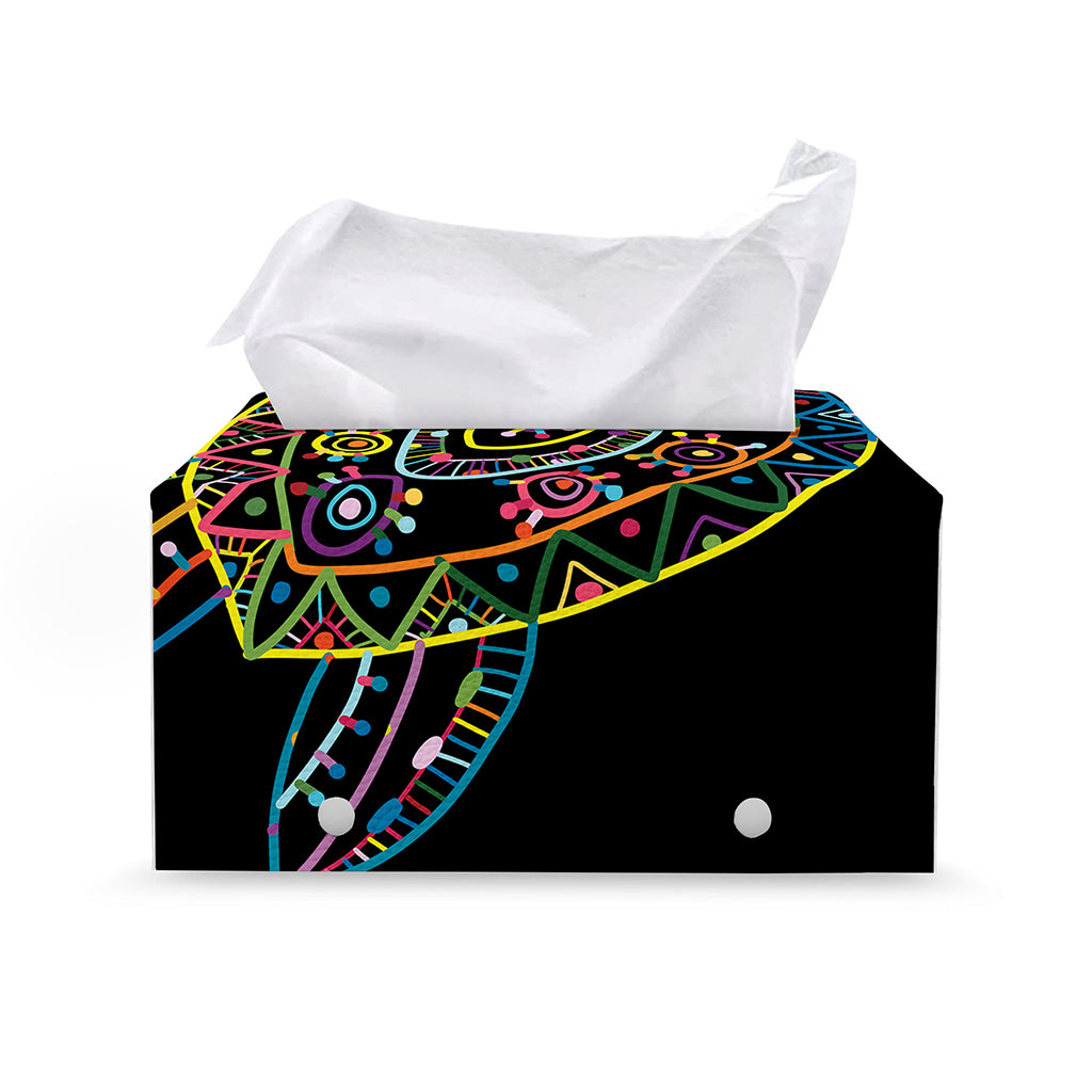 Colorful Sea Turtle Print Leather Tissue Box Cover