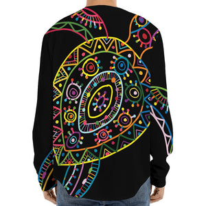 Colorful Sea Turtle Print Long Sleeve Baseball Jersey