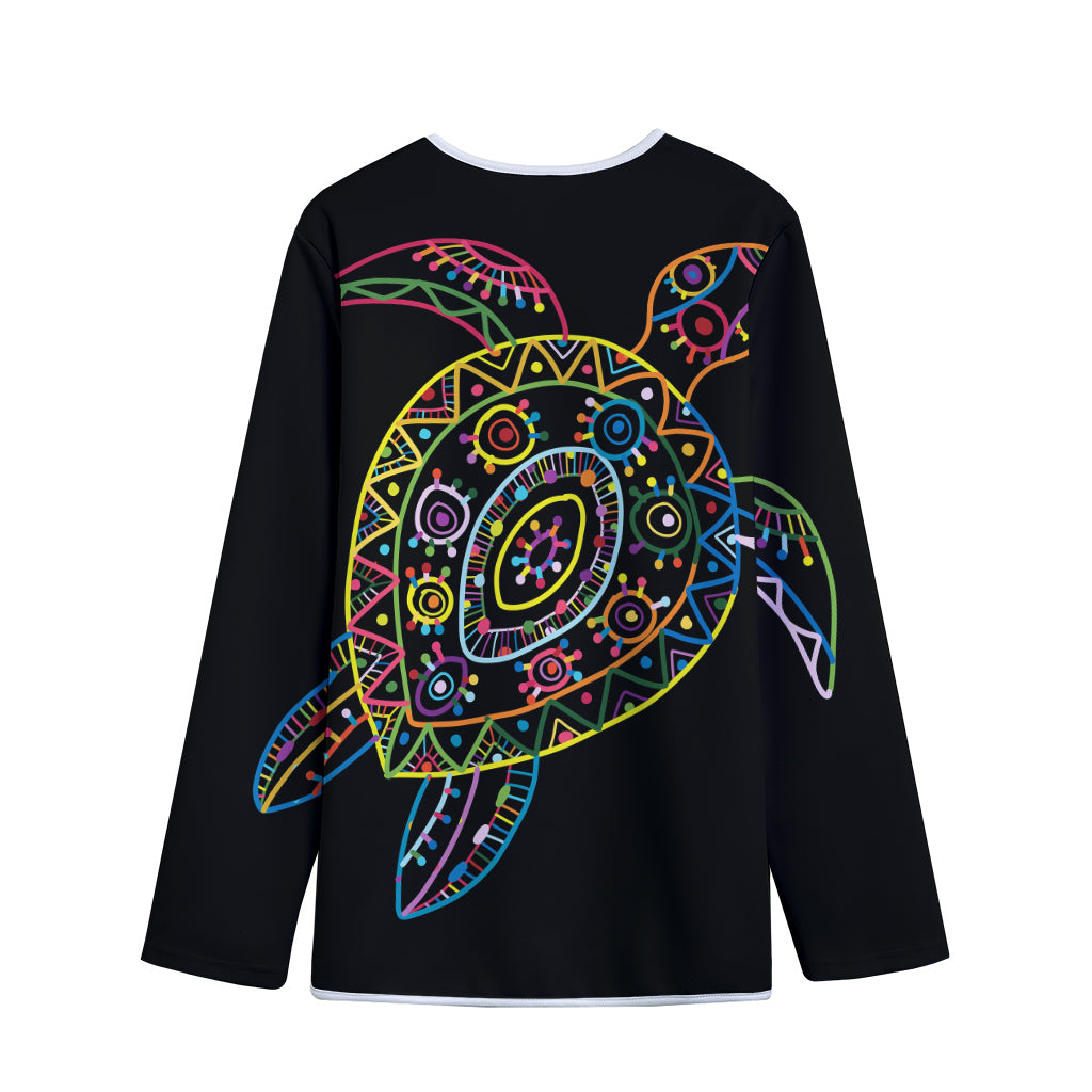 Colorful Sea Turtle Print Long Sleeve Short Coat