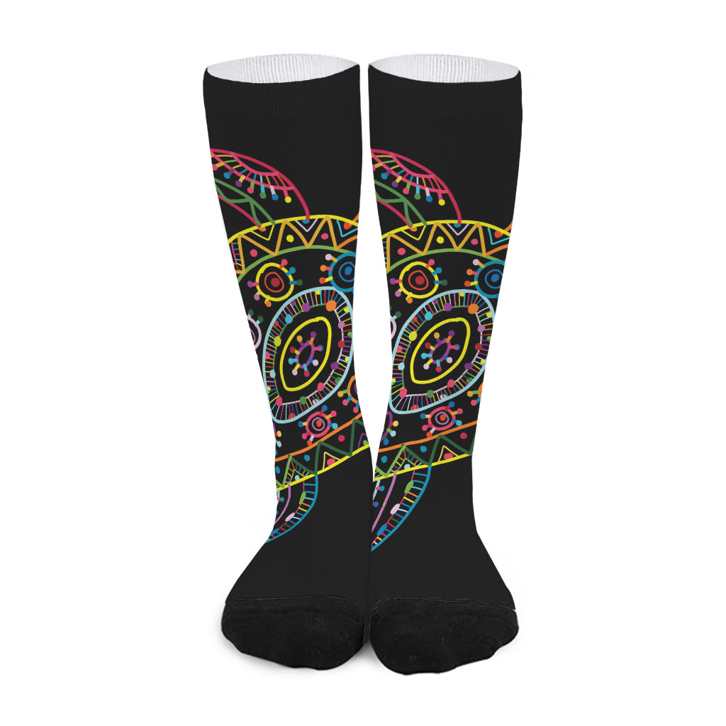 Colorful Sea Turtle Print Long Socks