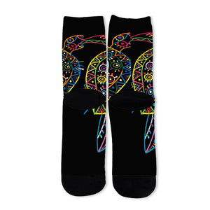 Colorful Sea Turtle Print Long Socks