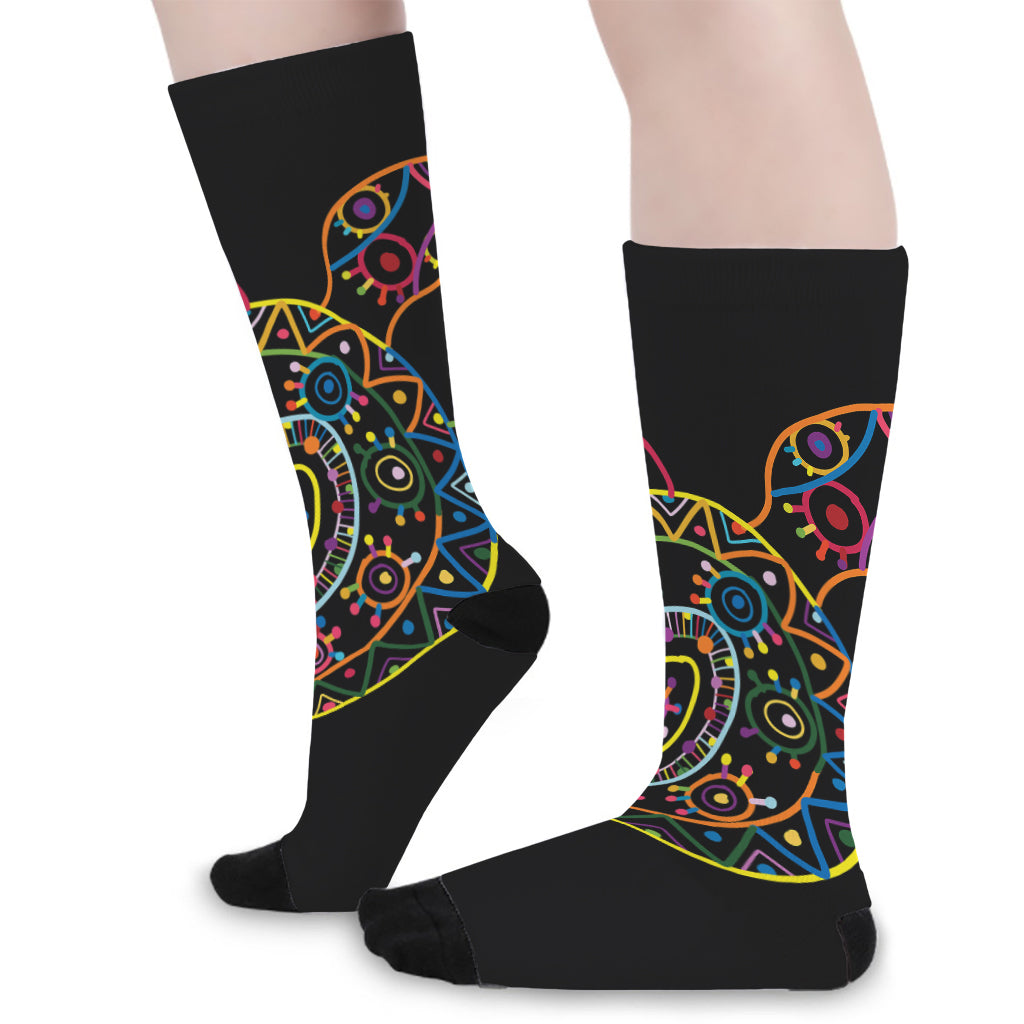 Colorful Sea Turtle Print Long Socks