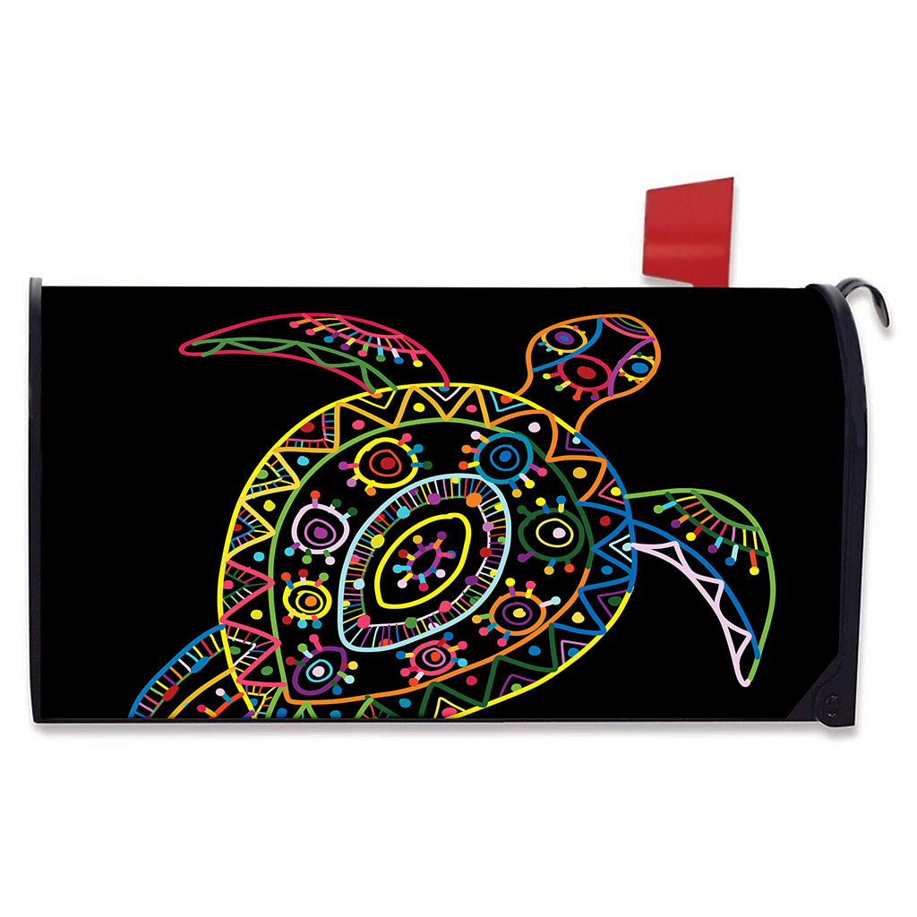 Colorful Sea Turtle Print Mailbox Cover