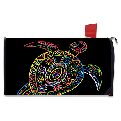 Colorful Sea Turtle Print Mailbox Cover