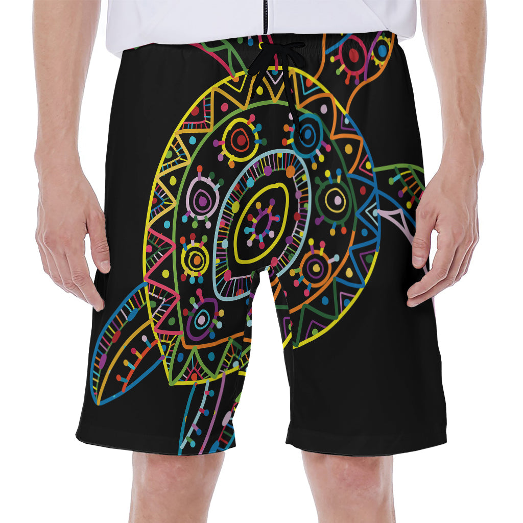 Colorful Sea Turtle Print Men's Beach Shorts