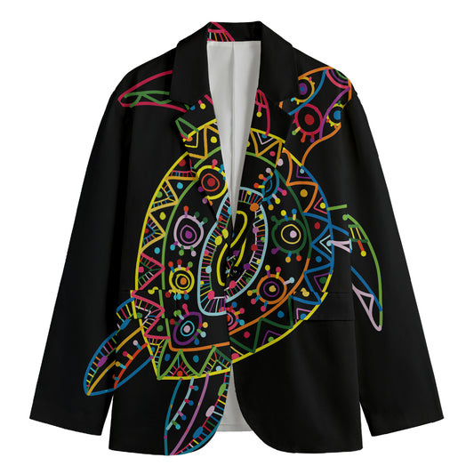Colorful Sea Turtle Print Men's Blazer