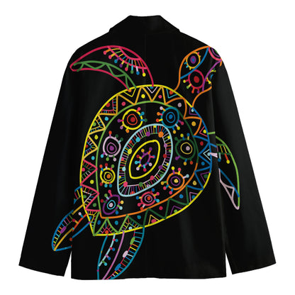 Colorful Sea Turtle Print Men's Blazer