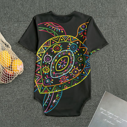 Colorful Sea Turtle Print Men's Bodysuit