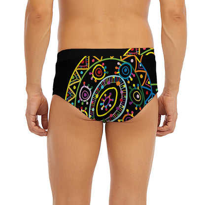 Colorful Sea Turtle Print Men's Briefs