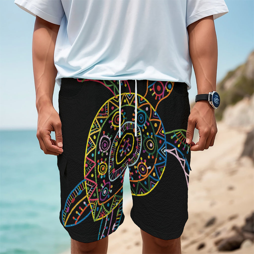 Colorful Sea Turtle Print Men's Cargo Shorts