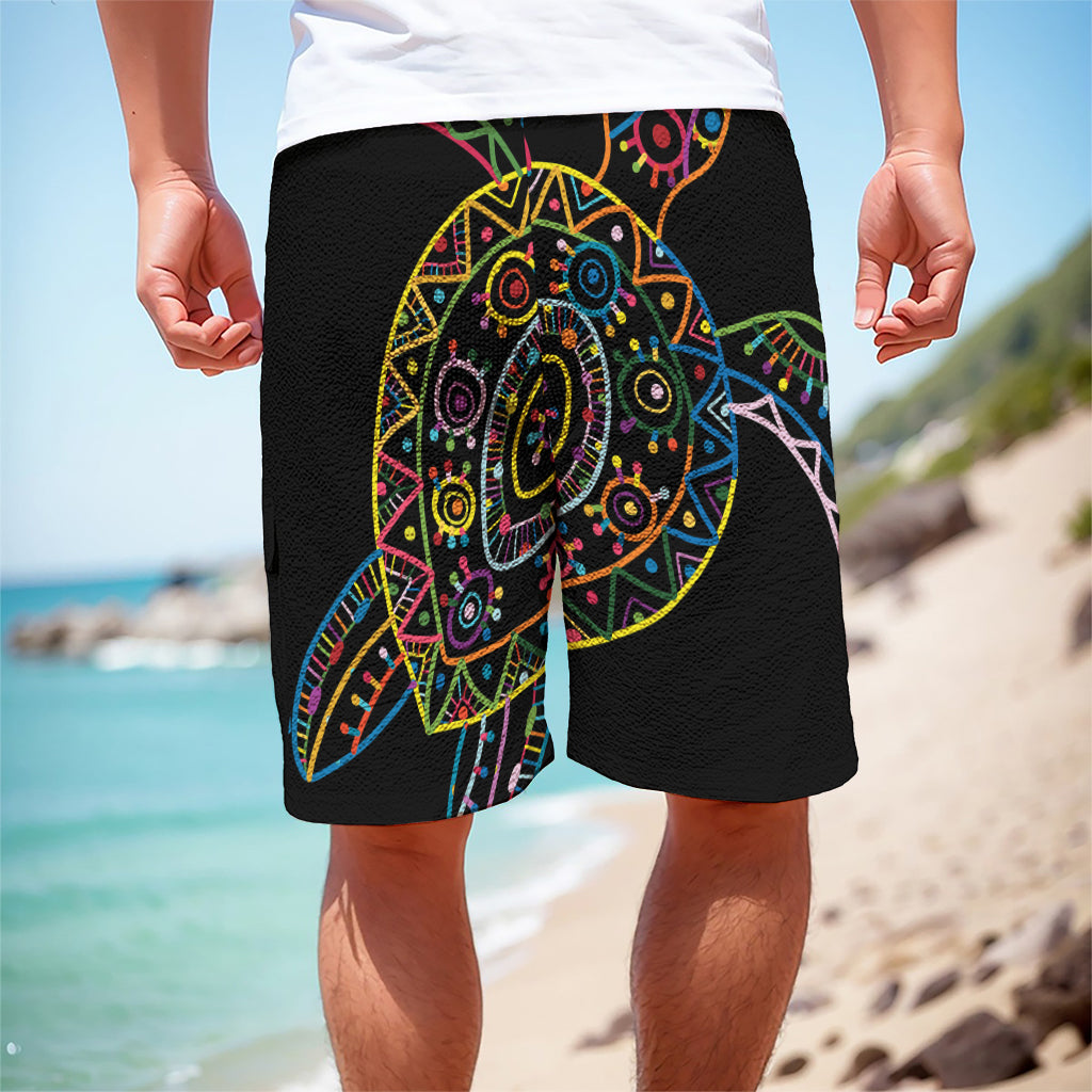 Colorful Sea Turtle Print Men's Cargo Shorts