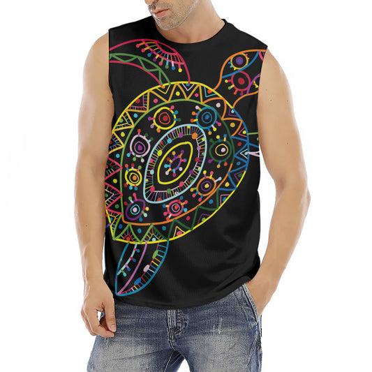 Colorful Sea Turtle Print Men's Fitness Tank Top