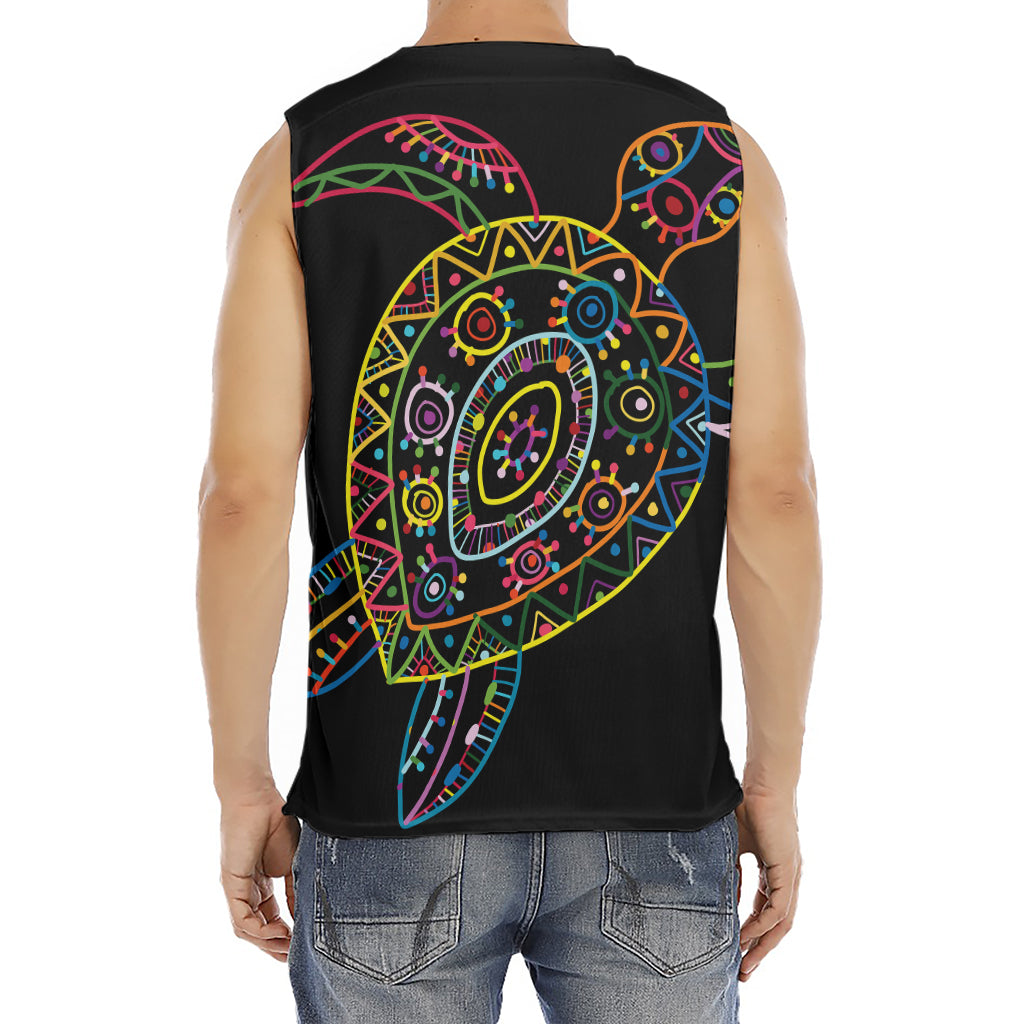 Colorful Sea Turtle Print Men's Fitness Tank Top