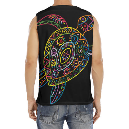 Colorful Sea Turtle Print Men's Fitness Tank Top