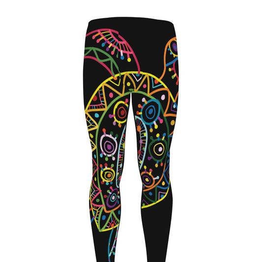 Colorful Sea Turtle Print Men's leggings