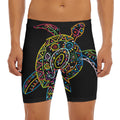 Colorful Sea Turtle Print Men's Long Boxer Briefs