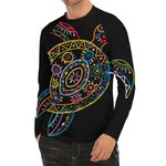 Colorful Sea Turtle Print Men's Long Sleeve Rash Guard
