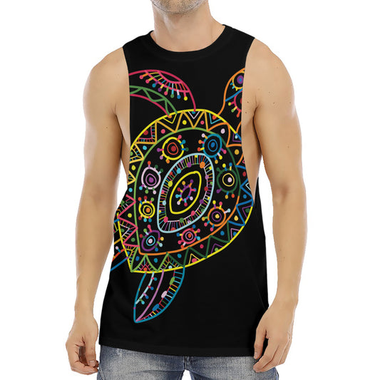 Colorful Sea Turtle Print Men's Muscle Tank Top