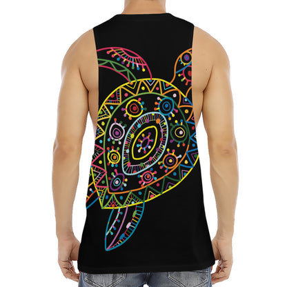 Colorful Sea Turtle Print Men's Muscle Tank Top