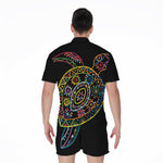 Colorful Sea Turtle Print Men's Rompers