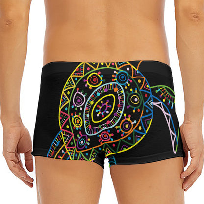Colorful Sea Turtle Print Men's Short Boxer Briefs
