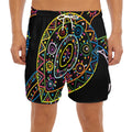 Colorful Sea Turtle Print Men's Split Running Shorts