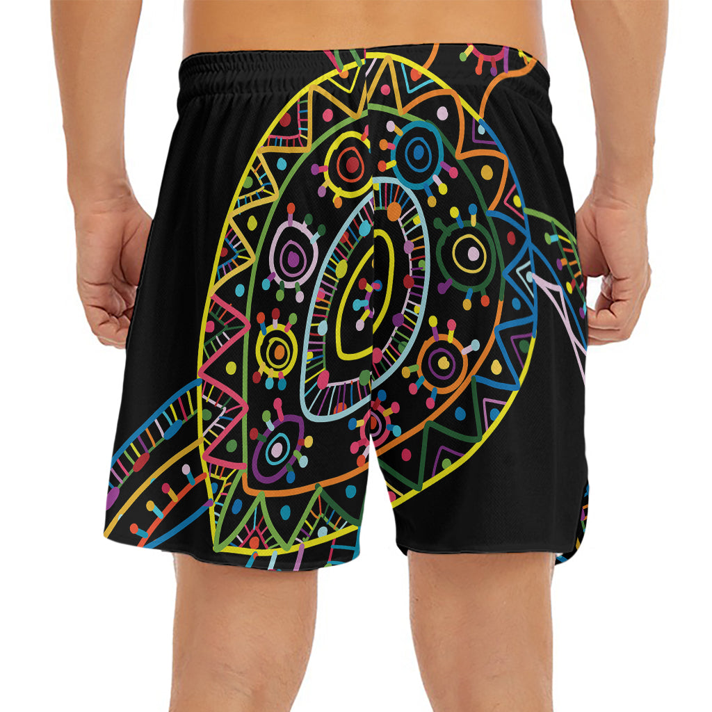 Colorful Sea Turtle Print Men's Split Running Shorts