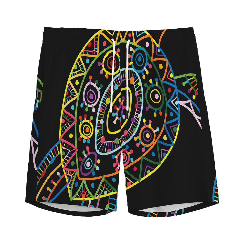 Colorful Sea Turtle Print Men's Sports Shorts