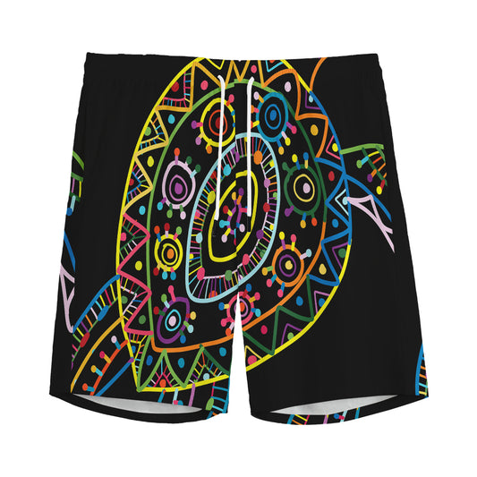 Colorful Sea Turtle Print Men's Sports Shorts