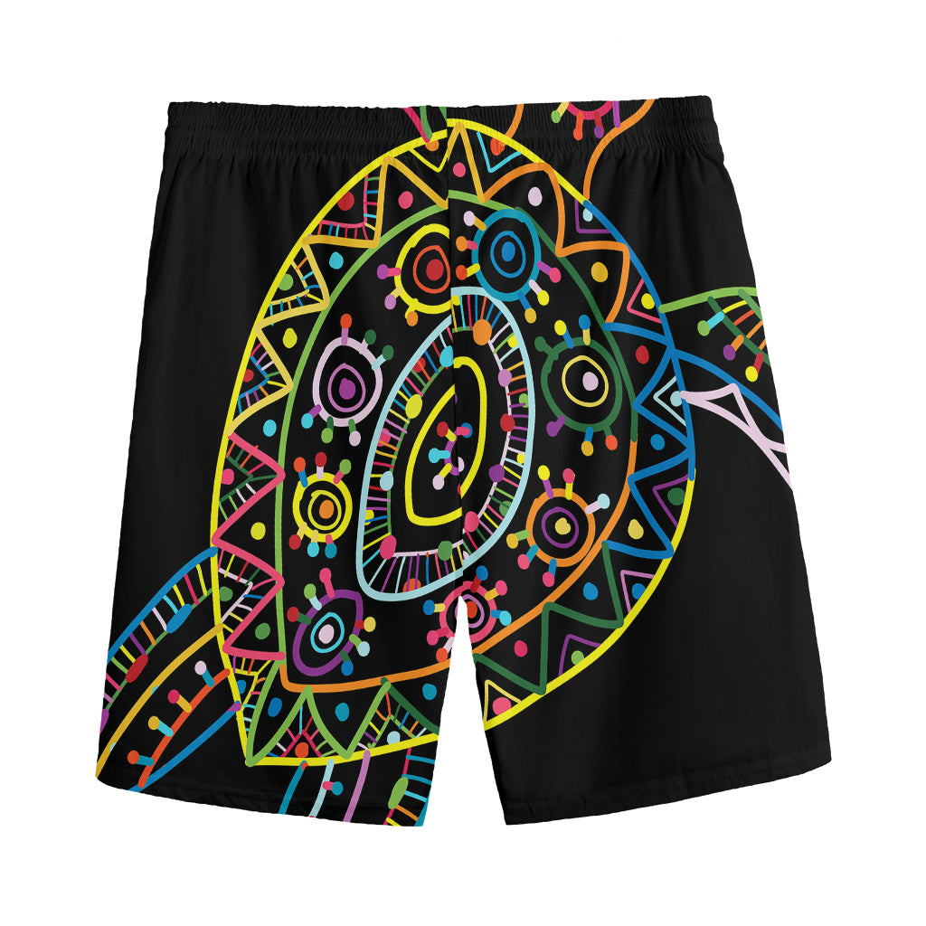 Colorful Sea Turtle Print Men's Sports Shorts
