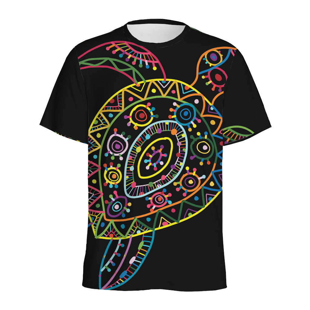 Colorful Sea Turtle Print Men's Sports T-Shirt