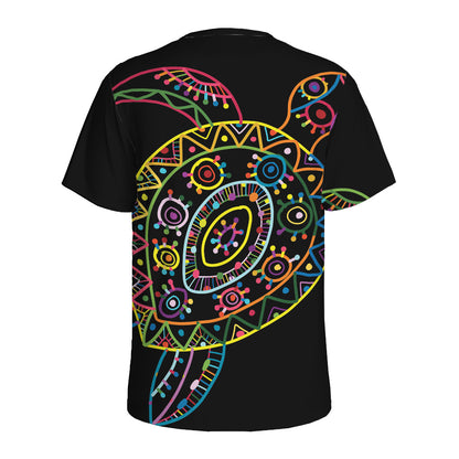 Colorful Sea Turtle Print Men's Sports T-Shirt