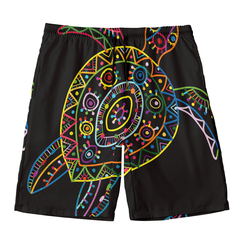 Colorful Sea Turtle Print Men's Swim Trunks