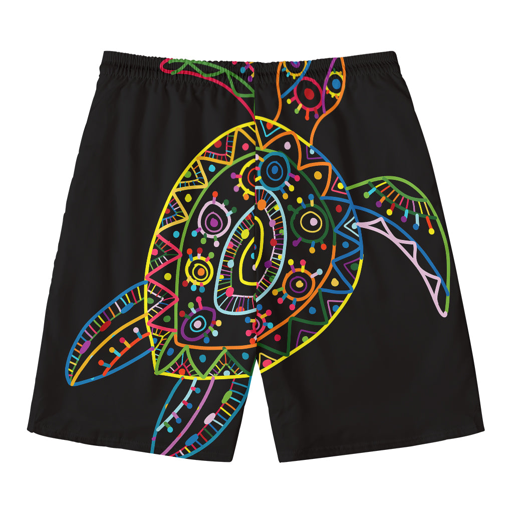 Colorful Sea Turtle Print Men's Swim Trunks