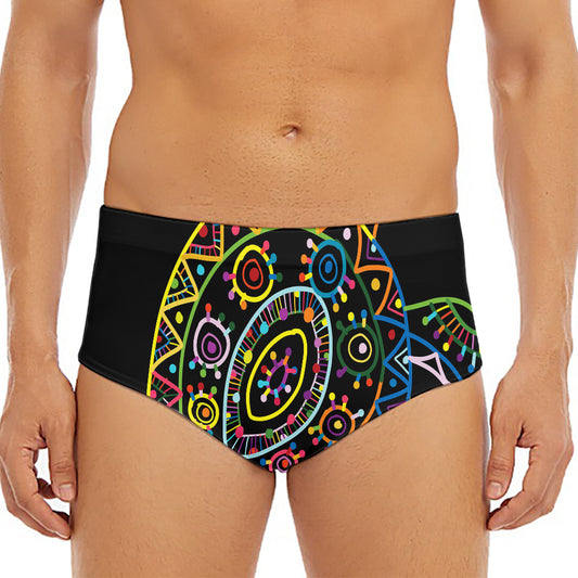 Colorful Sea Turtle Print Men's Triangle Swim Briefs