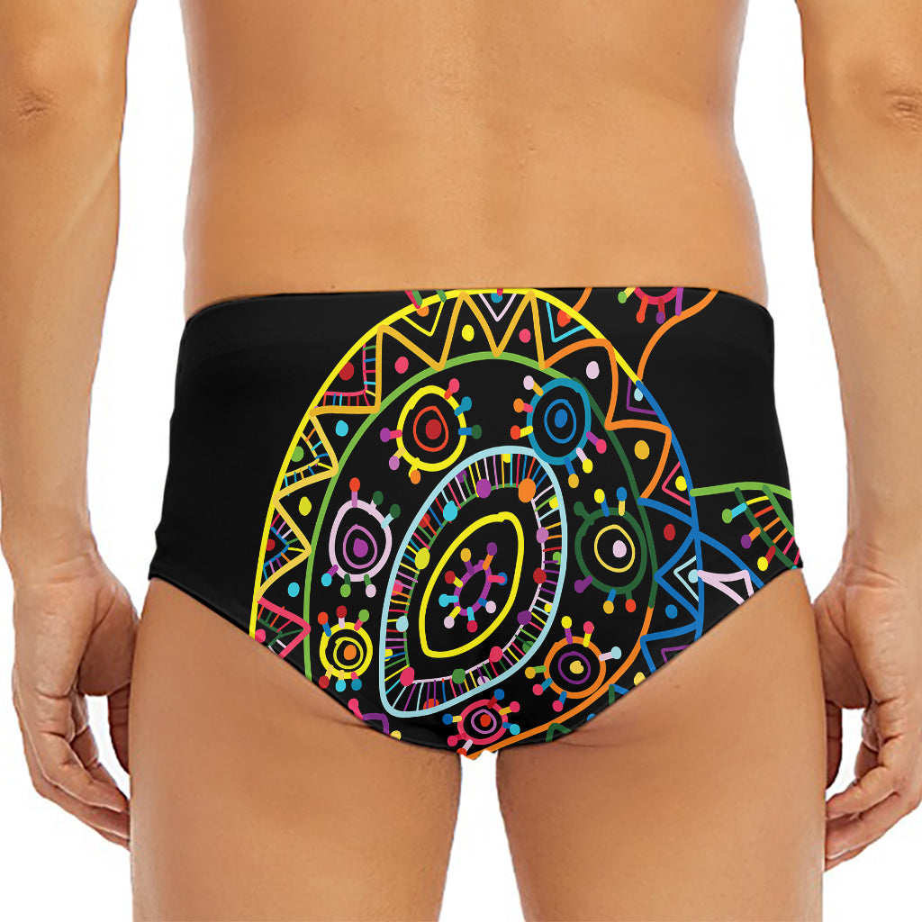 Colorful Sea Turtle Print Men's Triangle Swim Briefs