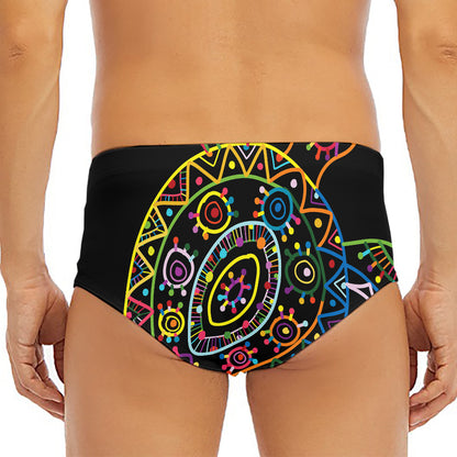Colorful Sea Turtle Print Men's Triangle Swim Briefs