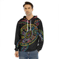 Colorful Sea Turtle Print Men's Velvet Pullover Hoodie