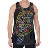 Colorful Sea Turtle Print Men's Velvet Tank Top